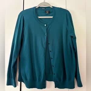 Talbots Teal Pima Cotton Cardigan & Tank Top Twinset 1X